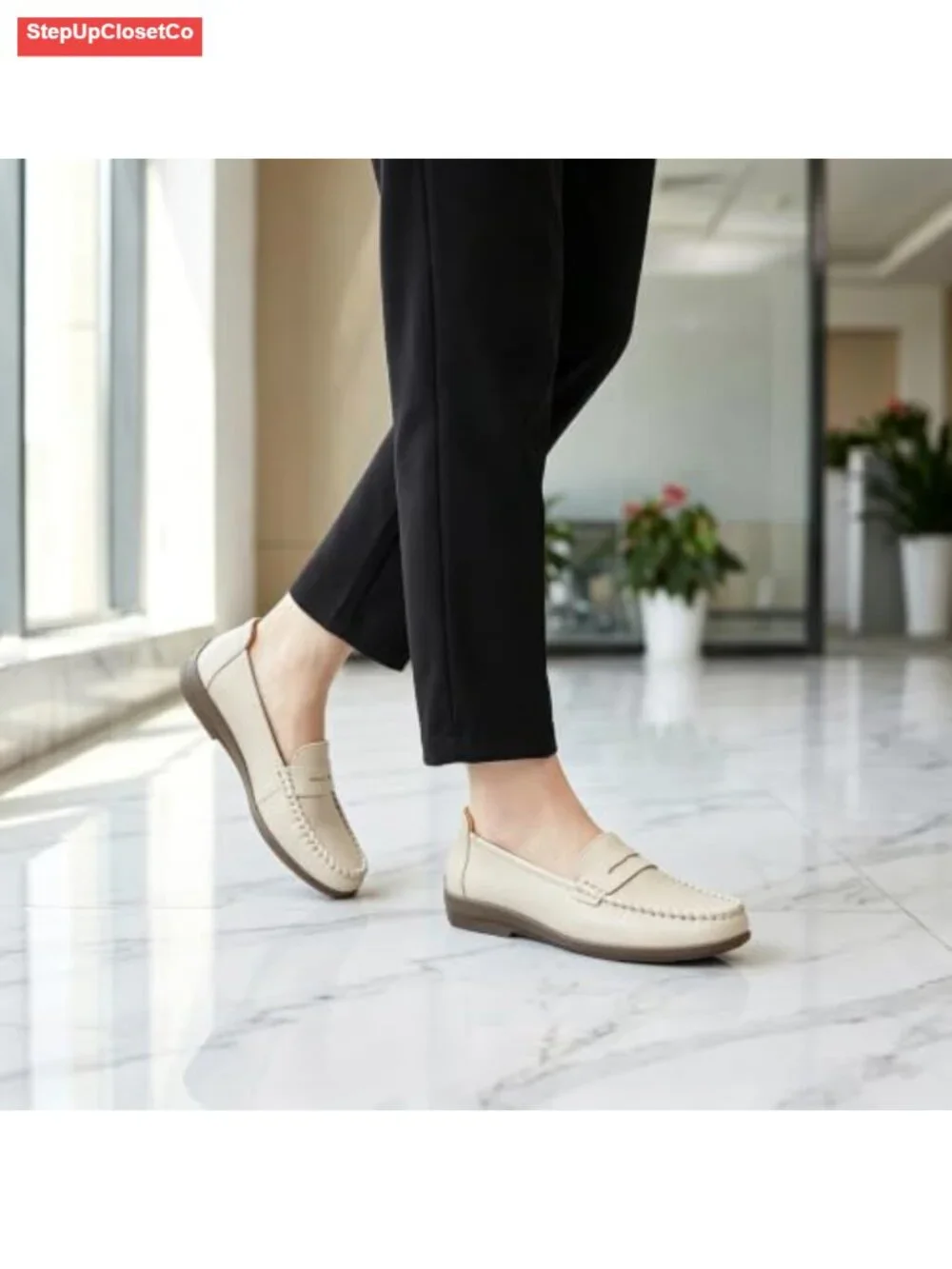 Women's Penny Loafers Casual Mocc PU Leather Slip-On Flats